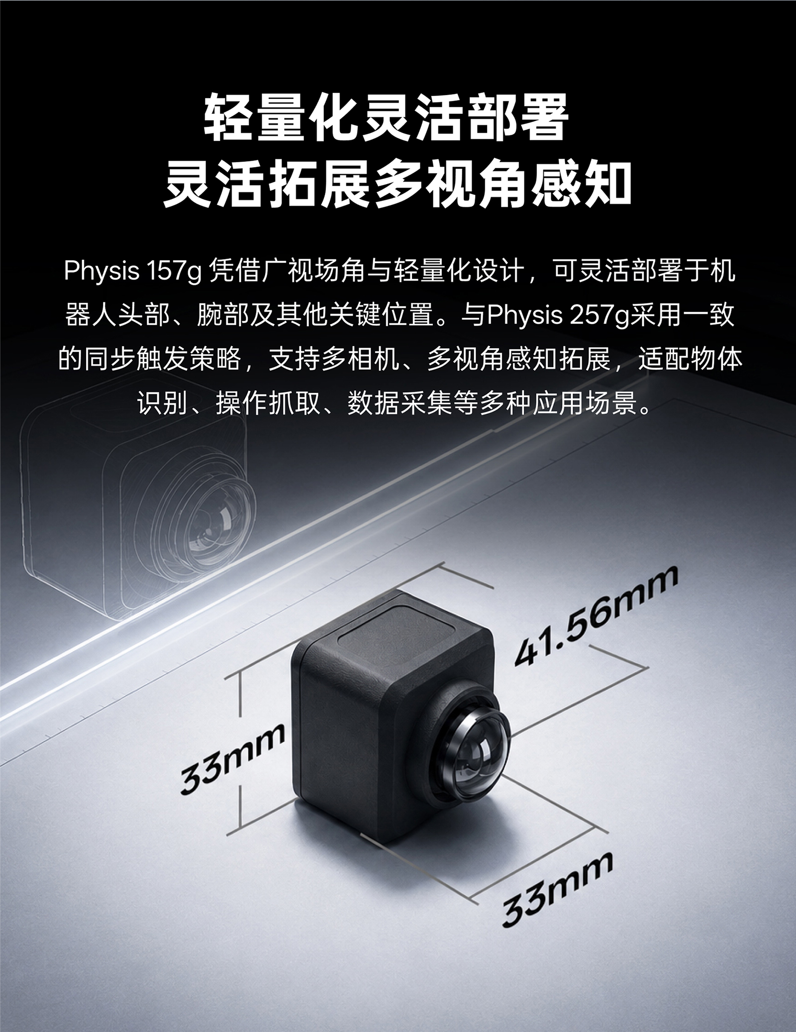 Physis 157g 廣角單目 RGB 相機，面向具身智能，支持高分辨率全局快門(mén)與輕量緊湊設計