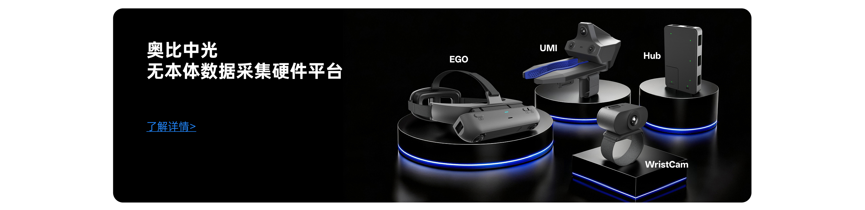 奧比中光無(wú)本體數據采集硬件平臺，展示 EGO、UMI、Hub 與 WristCam
